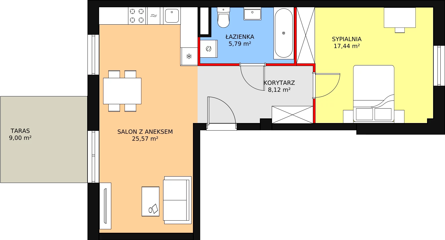 Mieszkanie 56,92 m², parter, oferta nr B16/16, Leonówka Vol. 2, Lublin, Sławin, ul. Relaksowa