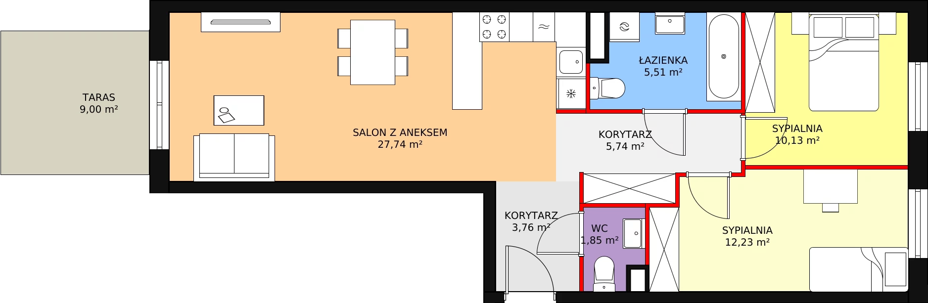 Mieszkanie 66,96 m², parter, oferta nr B18/4, Leonówka Vol. 2, Lublin, Sławin, ul. Relaksowa