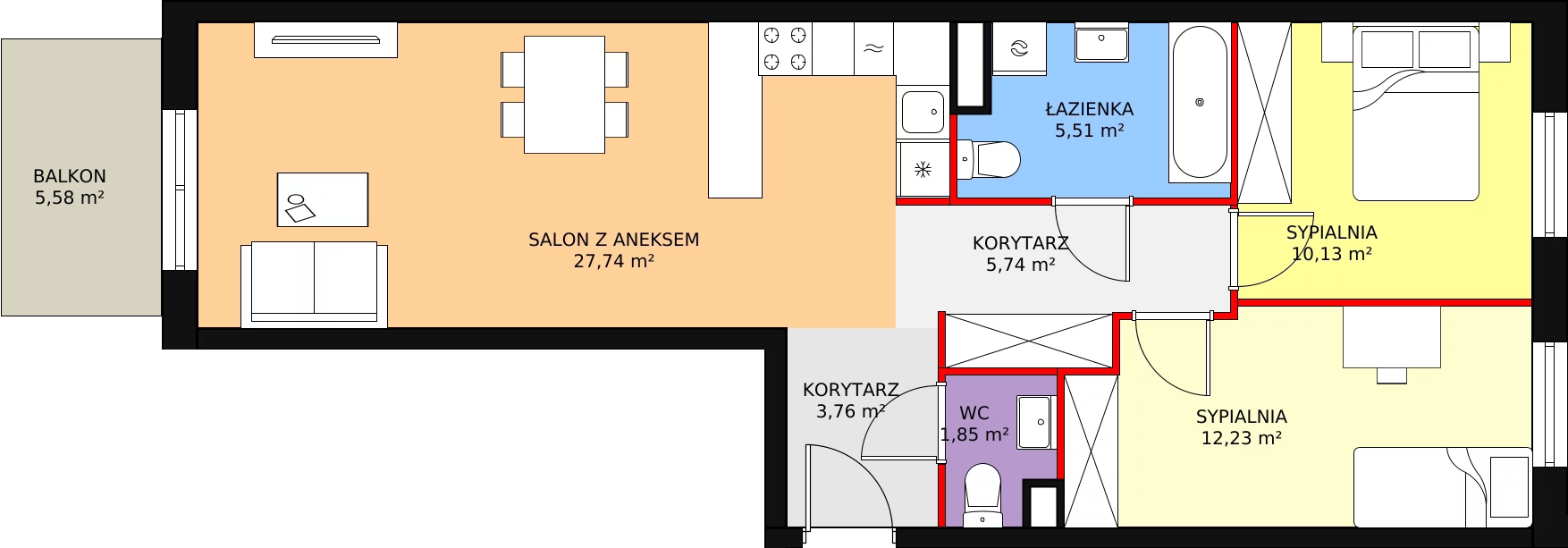 Mieszkanie 66,96 m², piętro 2, oferta nr B18/14, Leonówka Vol. 2, Lublin, Sławin, ul. Relaksowa