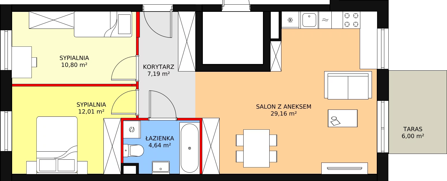 Mieszkanie 63,80 m², parter, oferta nr B18/22, Leonówka Vol. 2, Lublin, Sławin, ul. Relaksowa