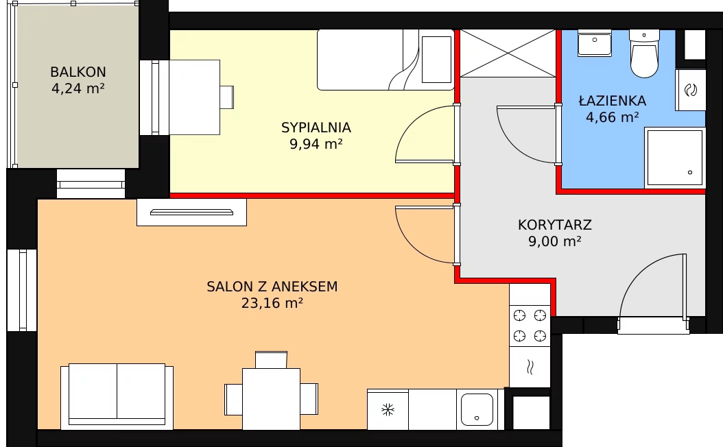 Mieszkanie 46,76 m², piętro 1, oferta nr D60, Garbarska Urban Koncept, Lublin, Bronowice, Bronowice, ul. Garbarska