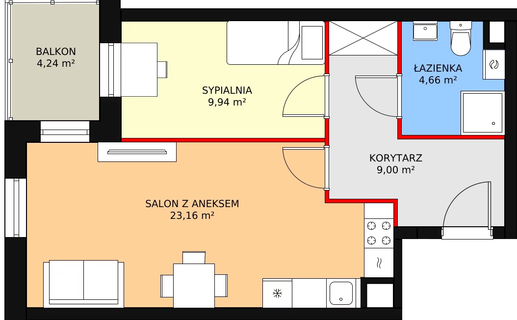 Mieszkanie 46,76 m², piętro 4, oferta nr D78, Garbarska Urban Koncept, Lublin, Bronowice, Bronowice, ul. Garbarska