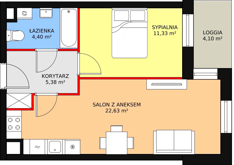 Mieszkanie 43,74 m², piętro 1, oferta nr D91, Garbarska Urban Koncept, Lublin, Bronowice, Bronowice, ul. Garbarska