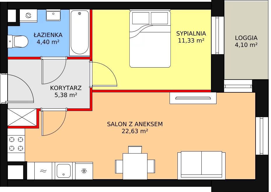 Mieszkanie 43,74 m², piętro 2, oferta nr D97, Garbarska Urban Koncept, Lublin, Bronowice, Bronowice, ul. Garbarska