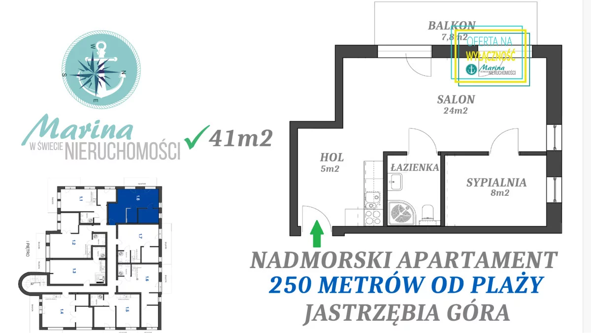 2 pokoje, mieszkanie 41,00 m², piętro 1, oferta nr , EC616355009, Jastrzębia Góra, Derdowskiego