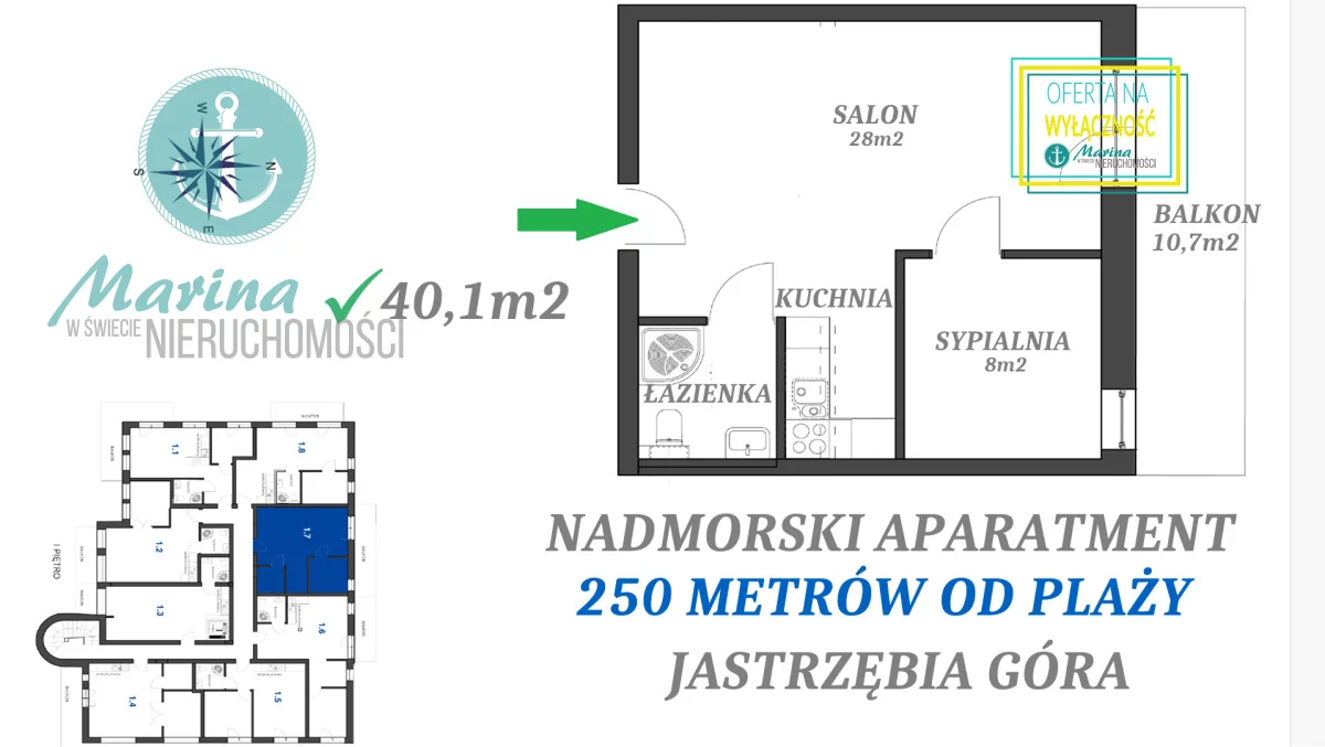 2 pokoje, mieszkanie 40,10 m², piętro 1, oferta nr , EC449800211, Jastrzębia Góra, Derdowskiego