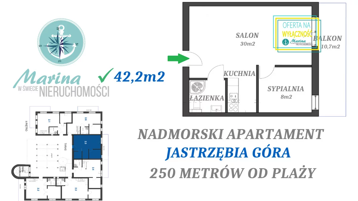 2 pokoje, mieszkanie 42,20 m², piętro 2, oferta nr , EC533181655, Jastrzębia Góra, Derdowskiego