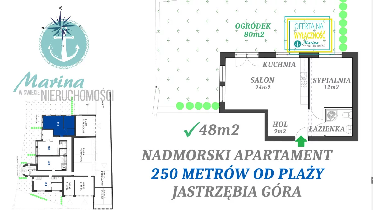 2 pokoje, mieszkanie 48,00 m², parter, oferta nr , EC411915939, Jastrzębia Góra, Derdowskiego