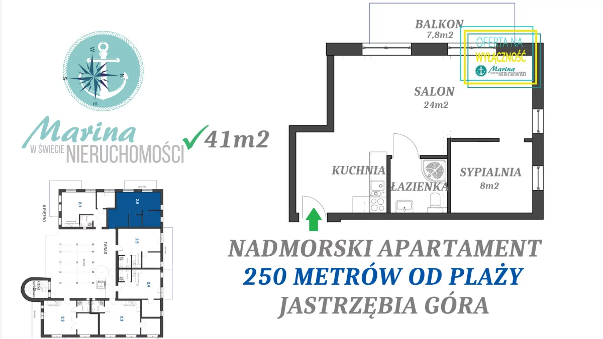 2 pokoje, mieszkanie 41,00 m², piętro 2, oferta nr , EC316861558, Jastrzębia Góra, Derdowskiego