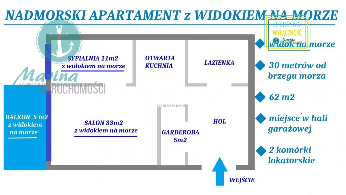 2 pokoje, mieszkanie 62,40 m², piętro 1, oferta nr , EC937025155, Puck, Nowy Świat
