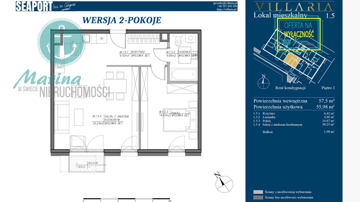3 pokoje, mieszkanie 58,00 m², piętro 1, oferta nr , EC216868991, Gdynia, Grabówek, Grabówek, Hugo Kołłątaja