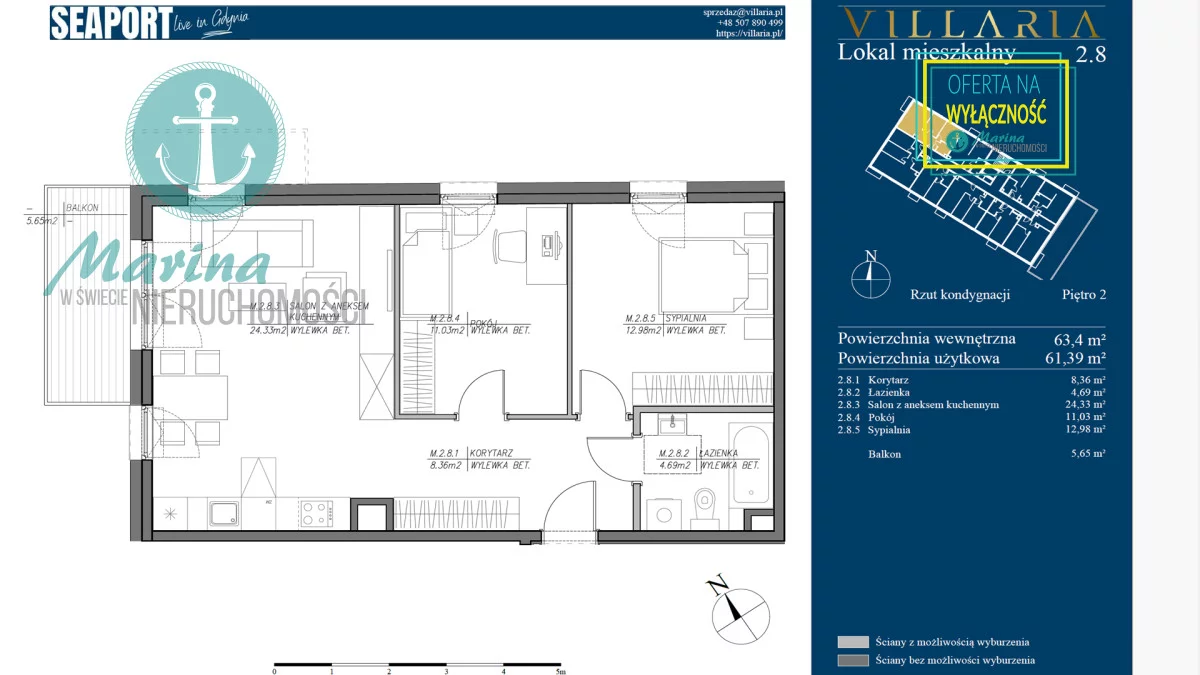 3 pokoje, mieszkanie 63,29 m², piętro 2, oferta nr , EC682395965, Gdynia, Grabówek, Grabówek, Hugo Kołłątaja