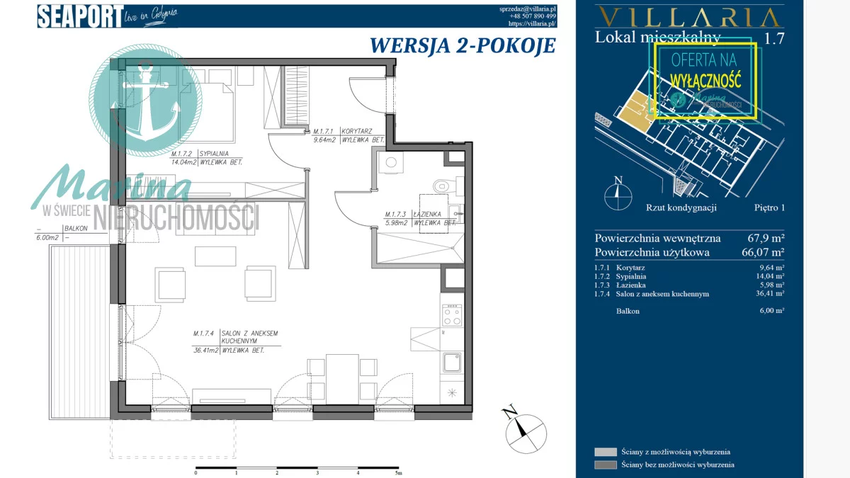 3 pokoje, mieszkanie 68,05 m², piętro 1, oferta nr , EC548861460, Gdynia, Grabówek, Grabówek, Hugo Kołłątaja