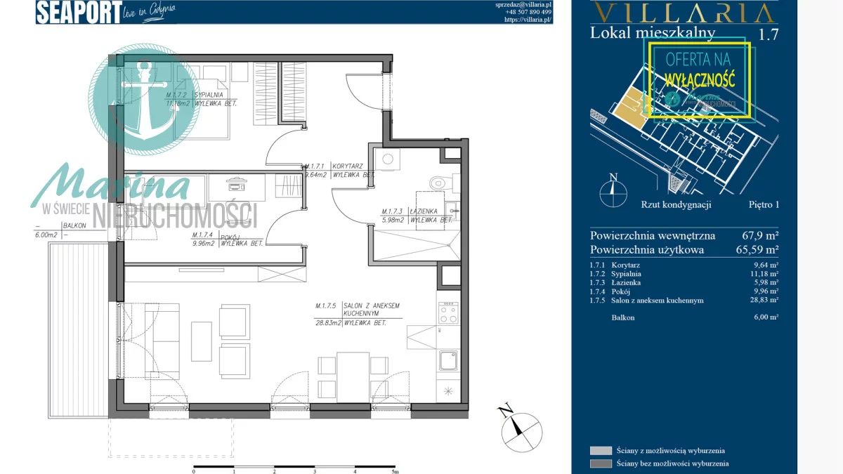 3 pokoje, mieszkanie 68,05 m², piętro 1, oferta nr , EC548861460, Gdynia, Grabówek, Grabówek, Hugo Kołłątaja