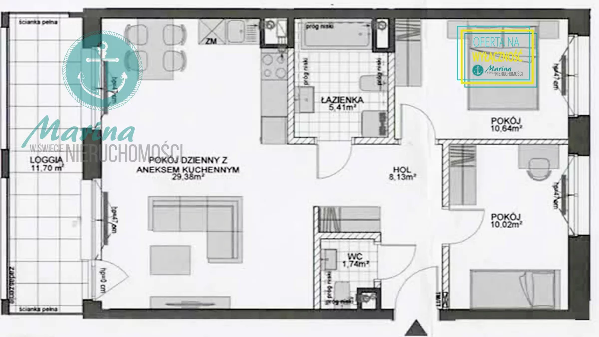 3 pokoje, mieszkanie 68,00 m², piętro 4, oferta nr , EC662823548, Gdańsk, Śródmieście, Ks. Jerzego Popiełuszki