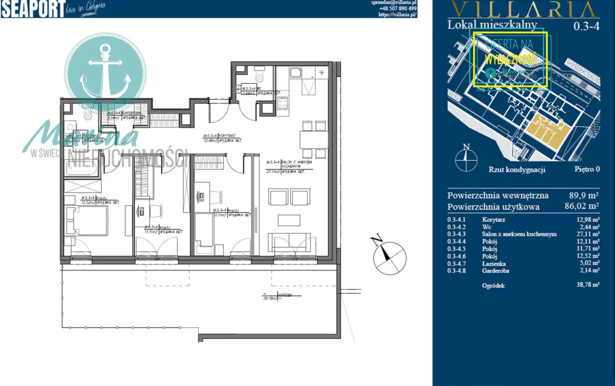 4 pokoje, mieszkanie 89,90 m², parter, oferta nr , EC998826816, Gdynia, Grabówek, Grabówek, Hugo Kołłątaja