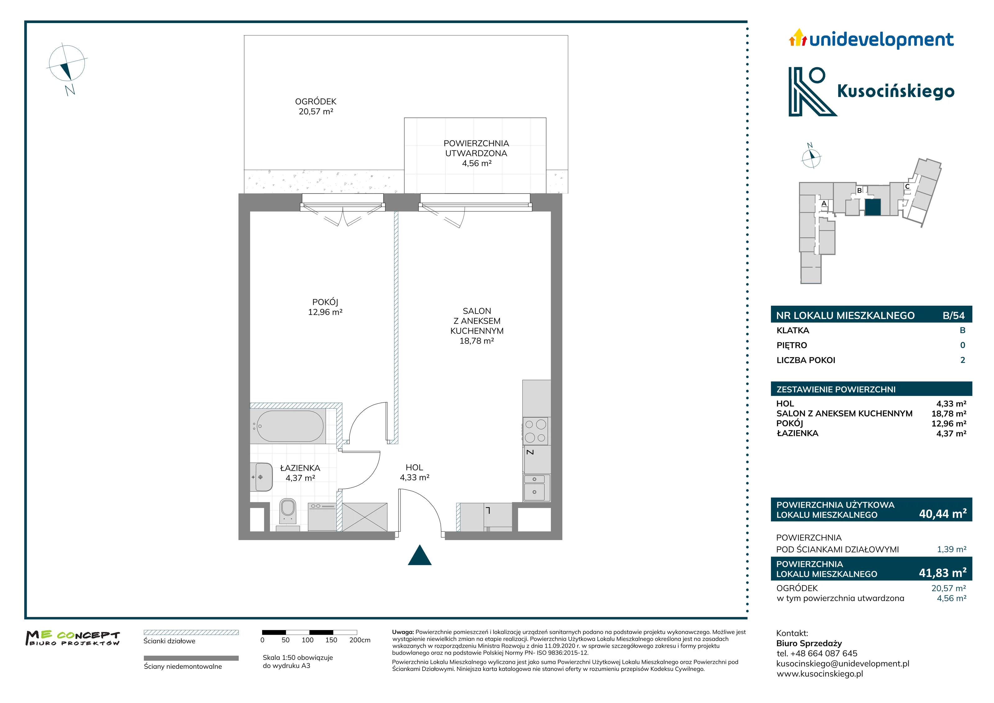 Mieszkanie 41,83 m², parter, oferta nr B/54, Kusocińskiego, Gdańsk, Piecki-Migowo, Morena, ul. Kusocińskiego