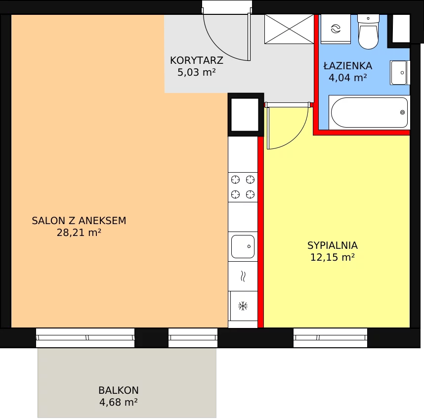 Mieszkanie 49,43 m², piętro 3, oferta nr 3A/84, Osiedle Idea Orion, Radom, Wacyn, ul. Listopadowa