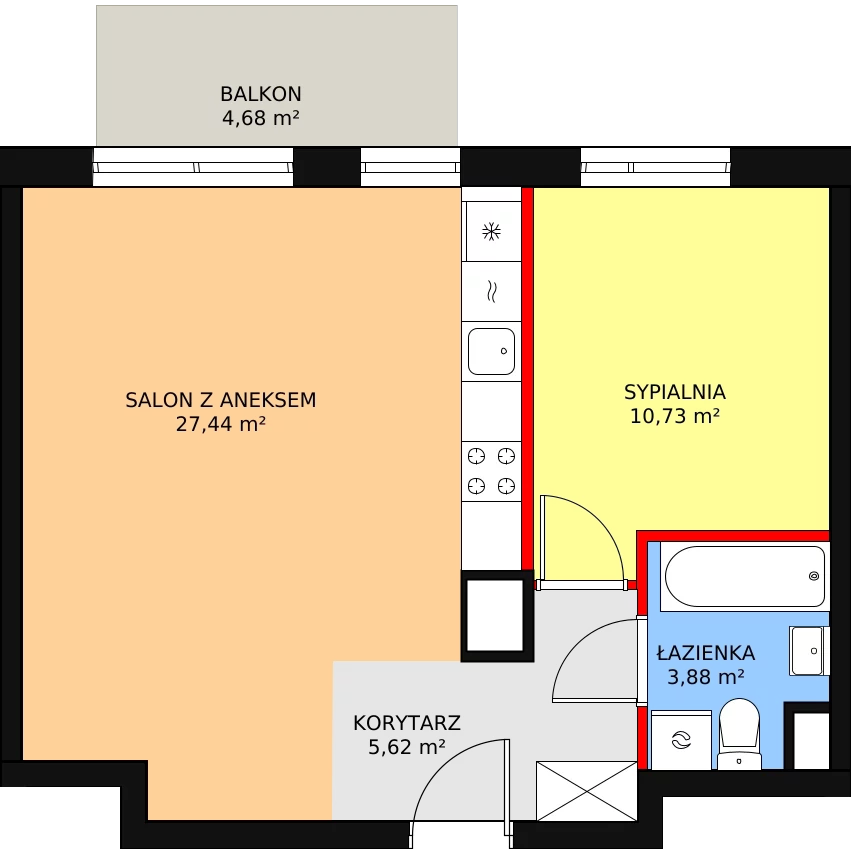 Mieszkanie 47,67 m², piętro 3, oferta nr 3A/32, Osiedle Idea Orion, Radom, Wacyn, ul. Listopadowa