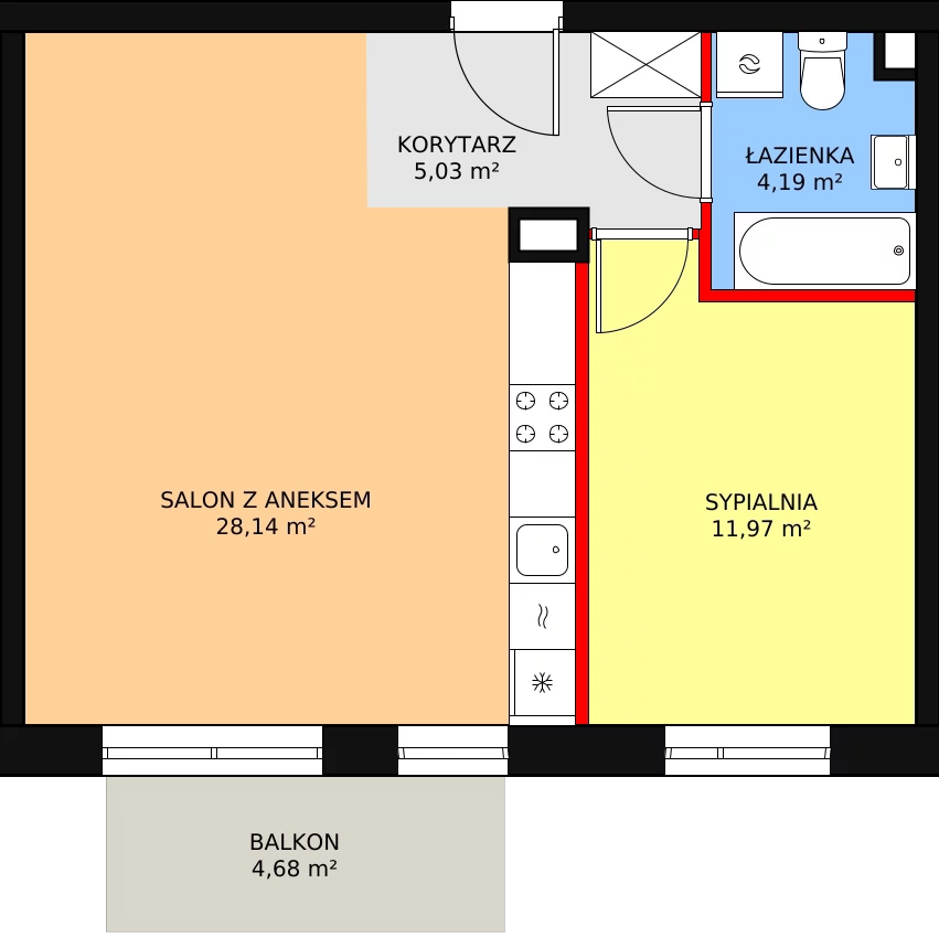 Mieszkanie 49,33 m², parter, oferta nr 3A/58, Osiedle Idea Orion, Radom, Wacyn, ul. Listopadowa