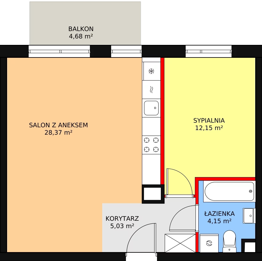 Mieszkanie 49,70 m², piętro 1, oferta nr 3A/12, Osiedle Idea Orion, Radom, Wacyn, ul. Listopadowa