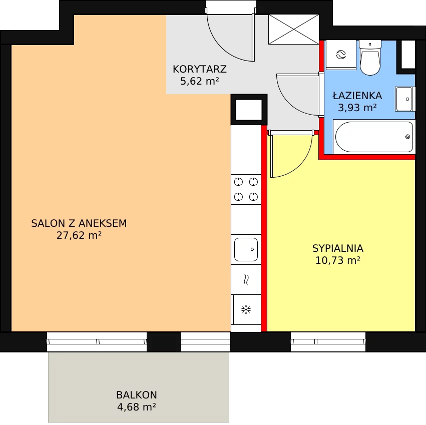 Mieszkanie 47,90 m², piętro 1, oferta nr 3A/65, Osiedle Idea Orion, Radom, Wacyn, ul. Listopadowa