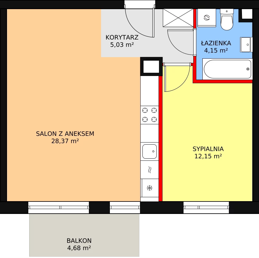 Mieszkanie 49,70 m², piętro 1, oferta nr 3A/67, Osiedle Idea Orion, Radom, Wacyn, ul. Listopadowa