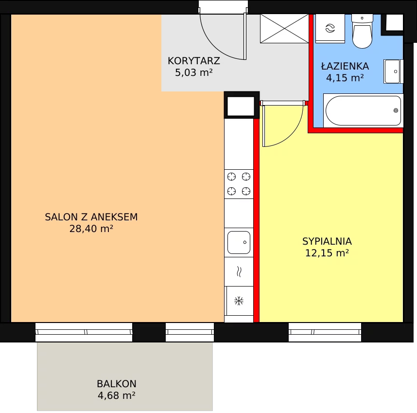 Mieszkanie 49,73 m², piętro 1, oferta nr 3A/66, Osiedle Idea Orion, Radom, Wacyn, ul. Listopadowa