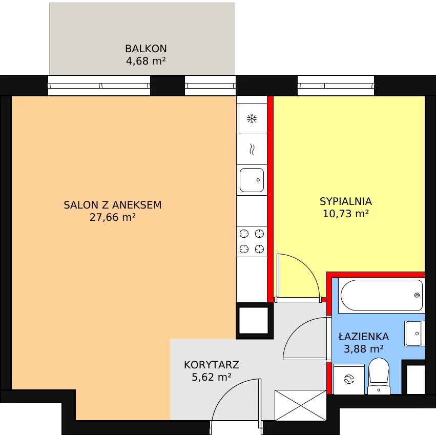 Mieszkanie 47,79 m², piętro 2, oferta nr 3A/23, Osiedle Idea Orion, Radom, Wacyn, ul. Listopadowa