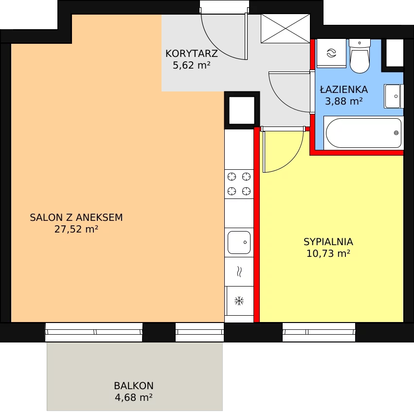 Mieszkanie 47,75 m², piętro 2, oferta nr 3A/74, Osiedle Idea Orion, Radom, Wacyn, ul. Listopadowa