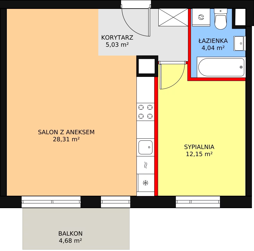 Mieszkanie 49,53 m², piętro 2, oferta nr 3A/75, Osiedle Idea Orion, Radom, Wacyn, ul. Listopadowa