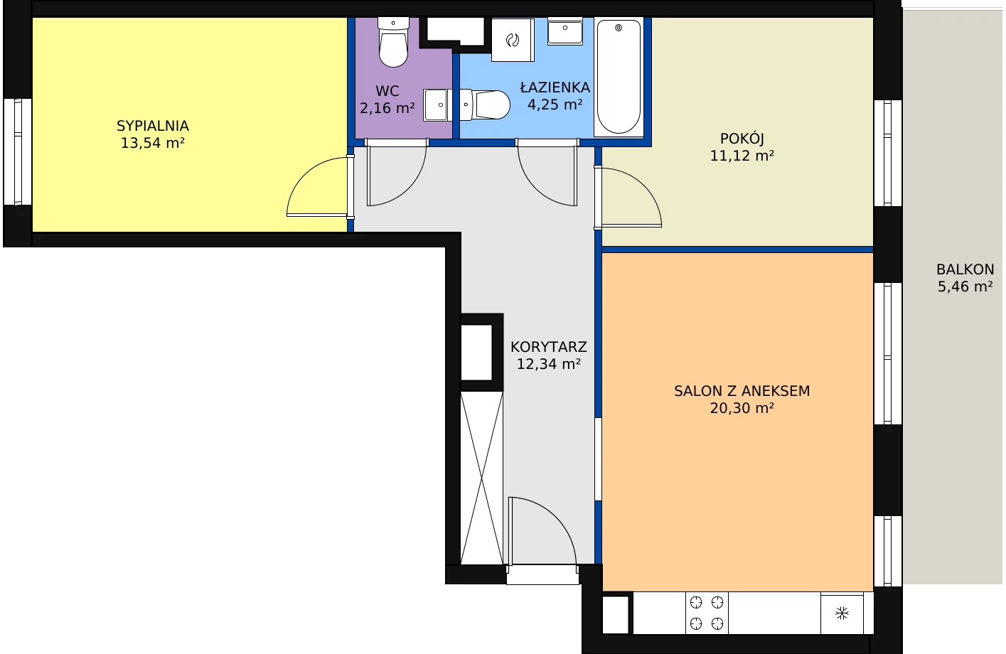 Zalety mieszkania 63.71 m², 3A/47
