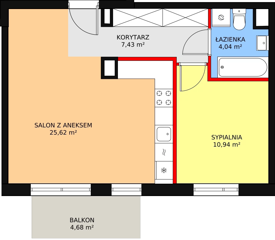 Mieszkanie 48,05 m², piętro 2, oferta nr 3B/138, Osiedle Idea Orion, Radom, Wacyn, ul. Listopadowa