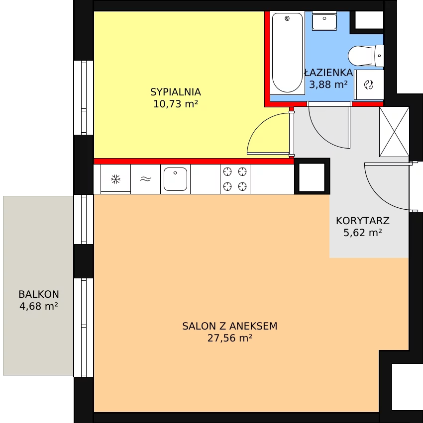 Mieszkanie 47,79 m², piętro 2, oferta nr 3B/118, Osiedle Idea Orion, Radom, Wacyn, ul. Listopadowa