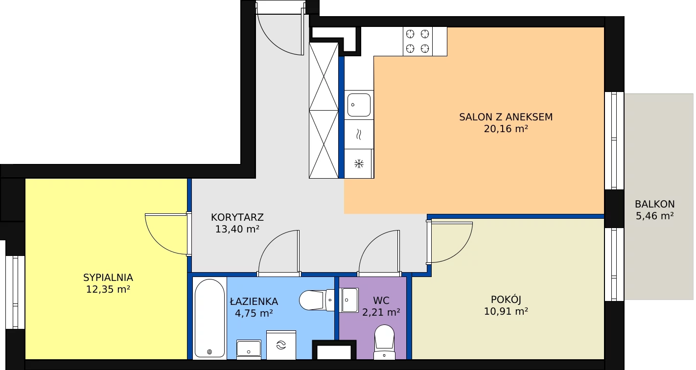 Zalety mieszkania 63.78 m², 3B/111