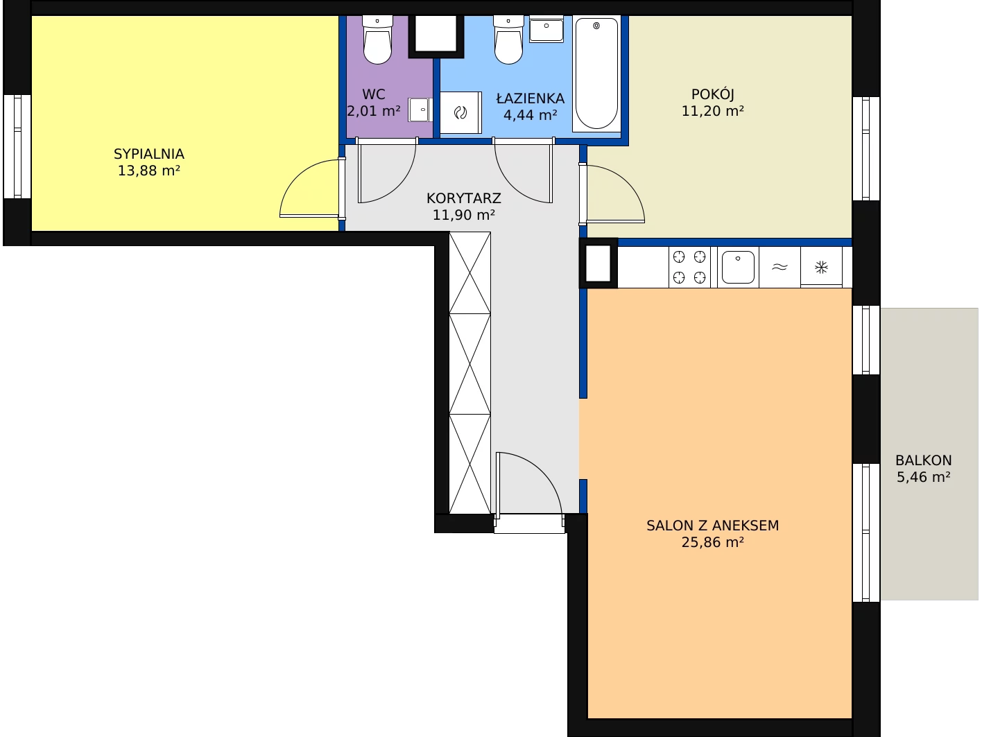 Zalety mieszkania 69.29 m², 3B/136