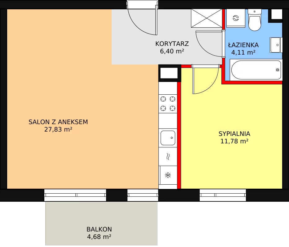 Mieszkanie 50,13 m², piętro 1, oferta nr 3B/104, Osiedle Idea Orion, Radom, Wacyn, ul. Listopadowa