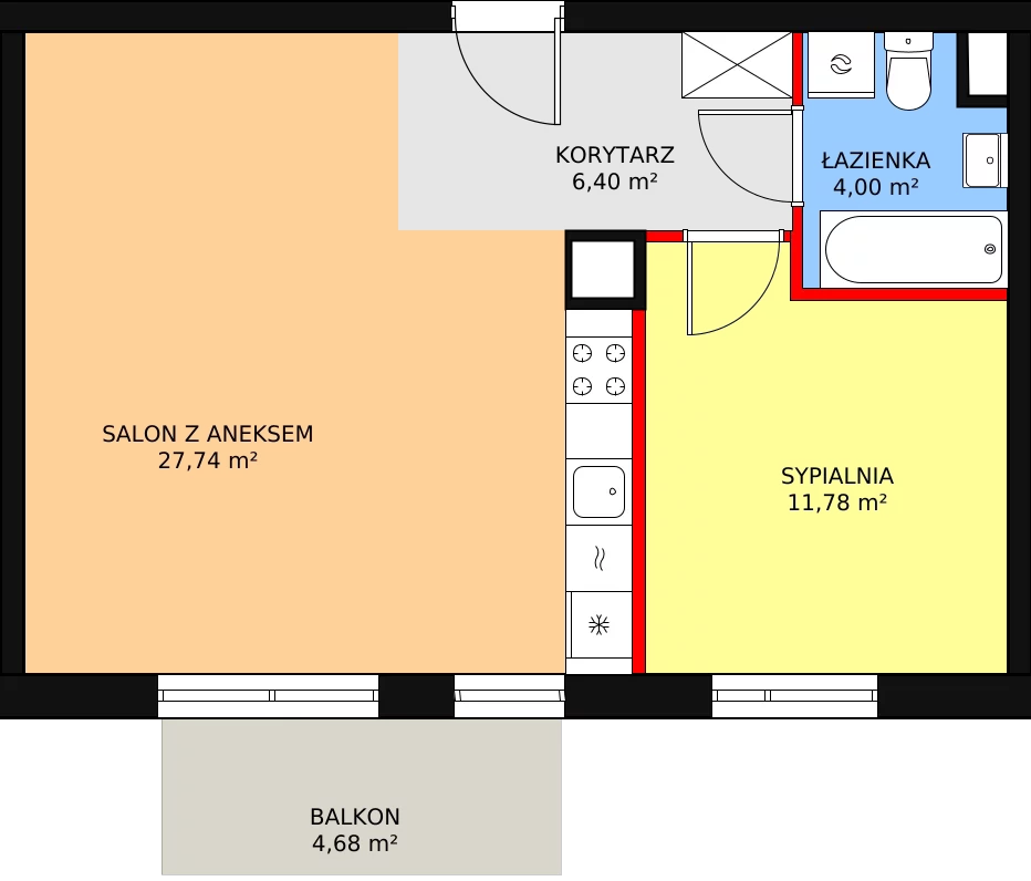 Mieszkanie 49,92 m², piętro 2, oferta nr 3B/113, Osiedle Idea Orion, Radom, Wacyn, ul. Listopadowa