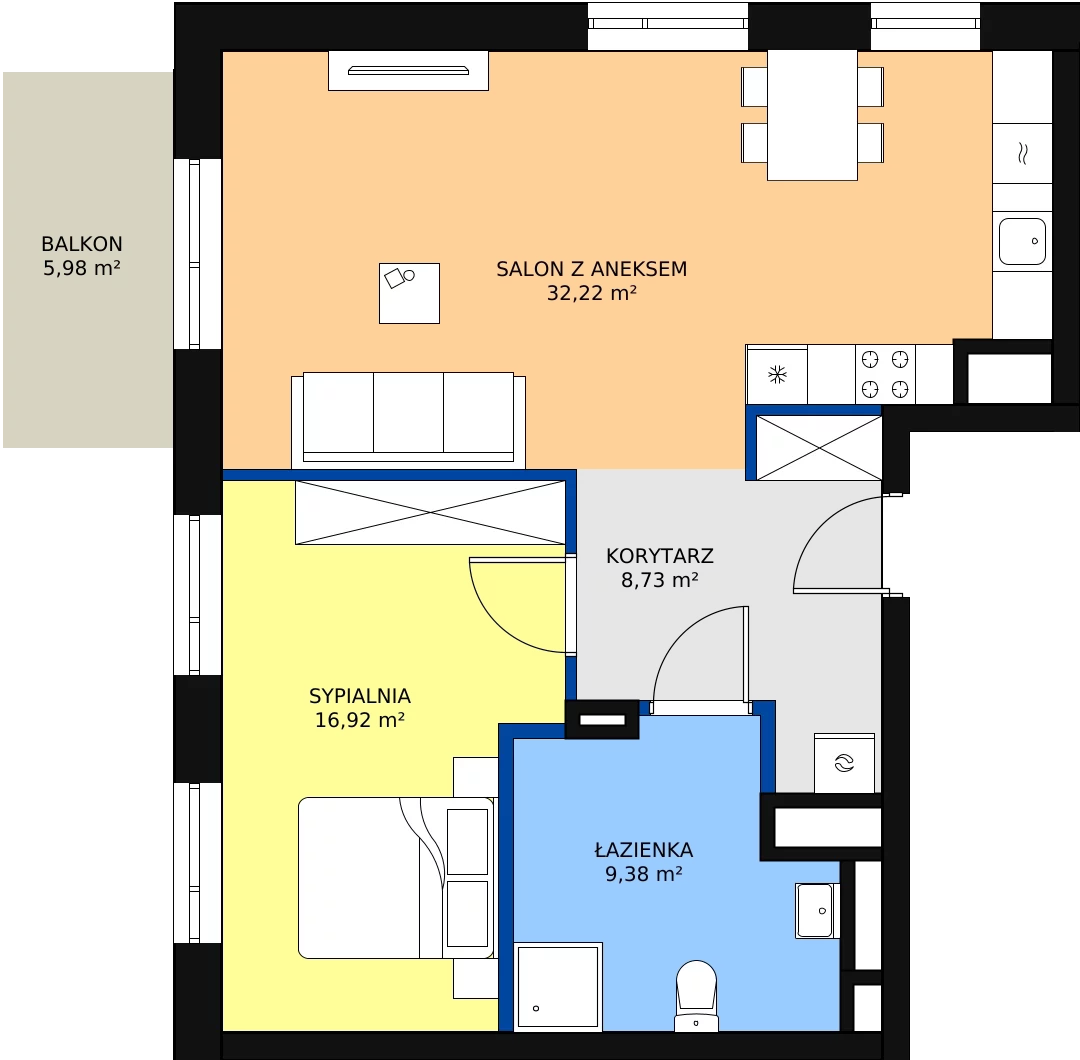 2 pokoje, apartament 68,97 m², piętro 2, oferta nr 2, Sadyba Spot, Warszawa, Mokotów, Sadyba, ul. Powsińska / Św. Bonifacego