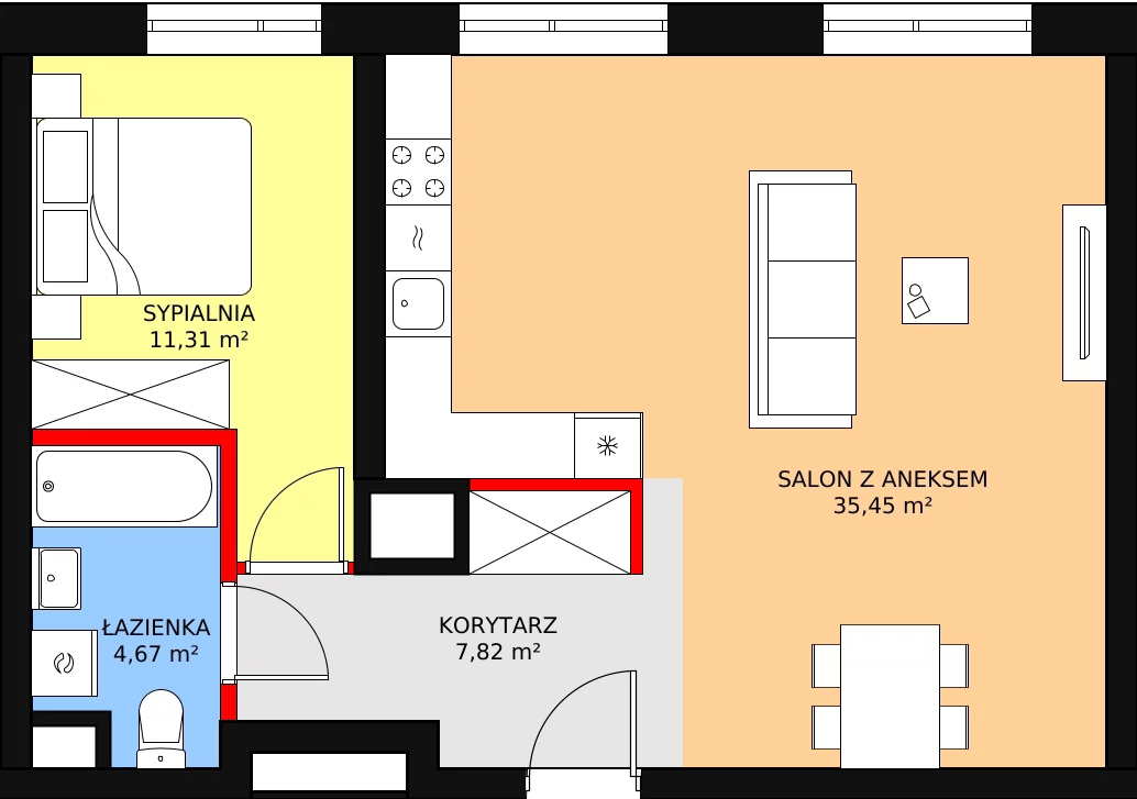 2 pokoje, apartament 60,29 m², piętro 2, oferta nr 4, Sadyba Spot, Warszawa, Mokotów, Sadyba, ul. Powsińska / Św. Bonifacego