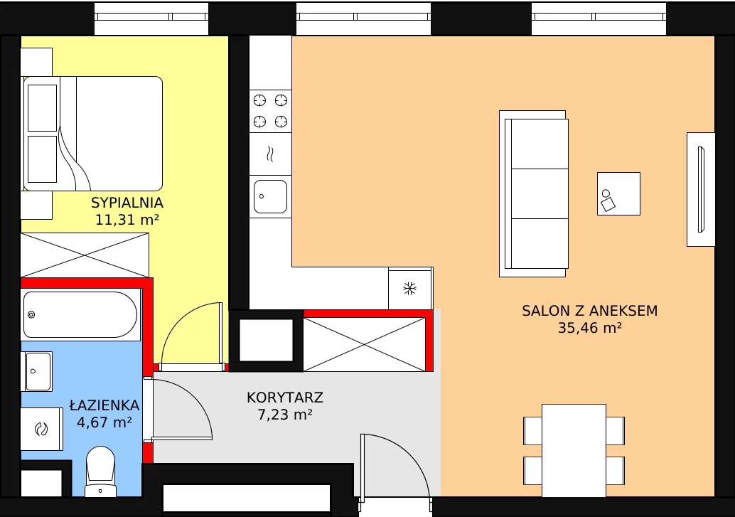 2 pokoje, apartament 59,72 m², piętro 2, oferta nr 5, Sadyba Spot, Warszawa, Mokotów, Sadyba, ul. Powsińska / Św. Bonifacego