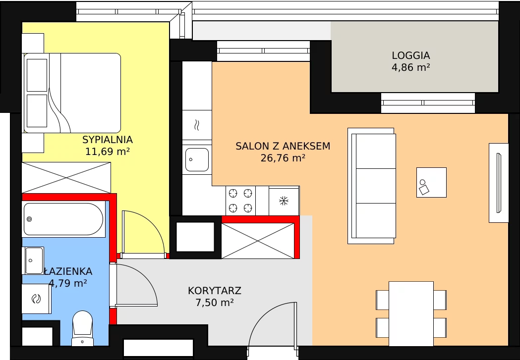 Mieszkanie 51,84 m², piętro 4, oferta nr 16, Sadyba Spot, Warszawa, Mokotów, Sadyba, ul. Powsińska / Św. Bonifacego