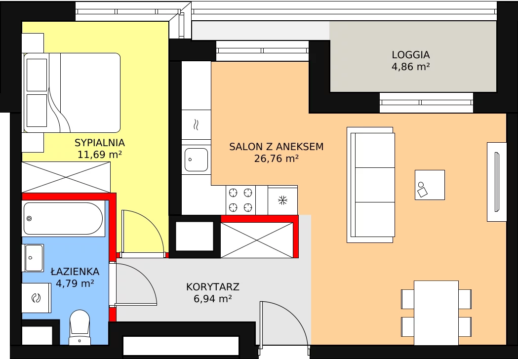 Mieszkanie 51,27 m², piętro 4, oferta nr 17, Sadyba Spot, Warszawa, Mokotów, Sadyba, ul. Powsińska / Św. Bonifacego