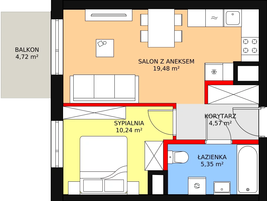 Mieszkanie 41,04 m², piętro 4, oferta nr 18, Sadyba Spot, Warszawa, Mokotów, Sadyba, ul. Powsińska / Św. Bonifacego