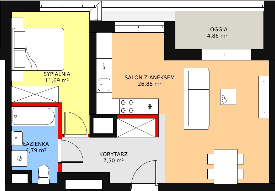 Mieszkanie 51,97 m², piętro 6, oferta nr 28, Sadyba Spot, Warszawa, Mokotów, Sadyba, ul. Powsińska / Św. Bonifacego