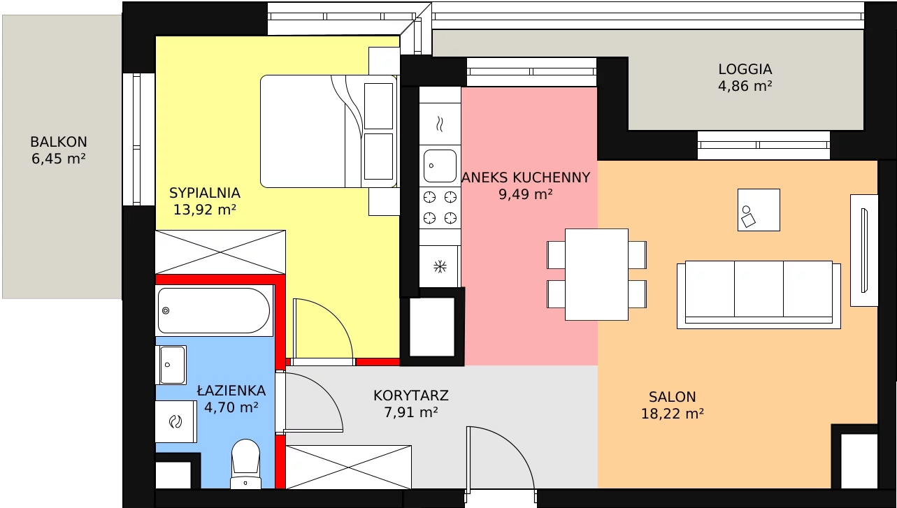 2 pokoje, mieszkanie 56,05 m², piętro 8, oferta nr 39, Sadyba Spot, Warszawa, Mokotów, Sadyba, ul. Powsińska / Św. Bonifacego