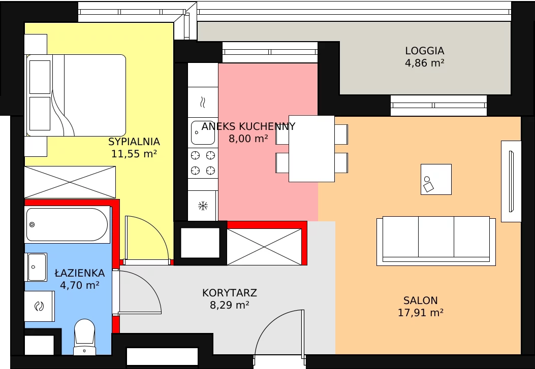 Mieszkanie 51,97 m², piętro 8, oferta nr 40, Sadyba Spot, Warszawa, Mokotów, Sadyba, ul. Powsińska / Św. Bonifacego