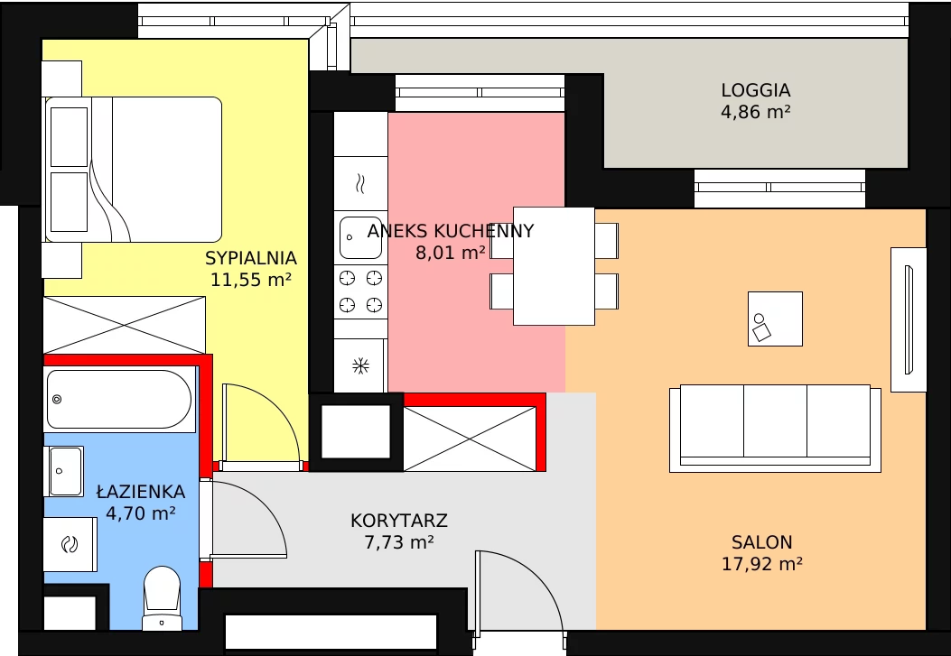 Mieszkanie 51,40 m², piętro 8, oferta nr 41, Sadyba Spot, Warszawa, Mokotów, Sadyba, ul. Powsińska / Św. Bonifacego