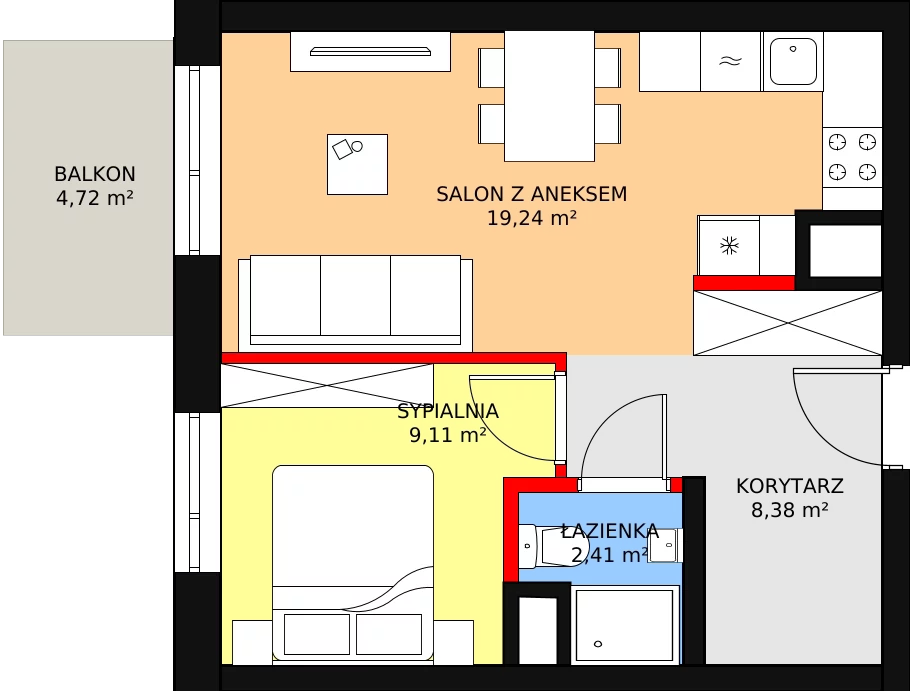 Mieszkanie 41,04 m², piętro 8, oferta nr 42, Sadyba Spot, Warszawa, Mokotów, Sadyba, ul. Powsińska / Św. Bonifacego