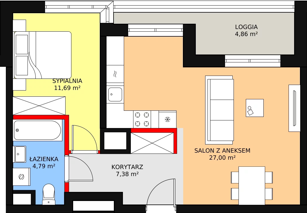 Mieszkanie 51,97 m², piętro 9, oferta nr 46, Sadyba Spot, Warszawa, Mokotów, Sadyba, ul. Powsińska / Św. Bonifacego